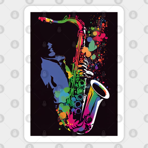 Melodic Moods Pop Art Saxophone Sticker by mcmtshirts